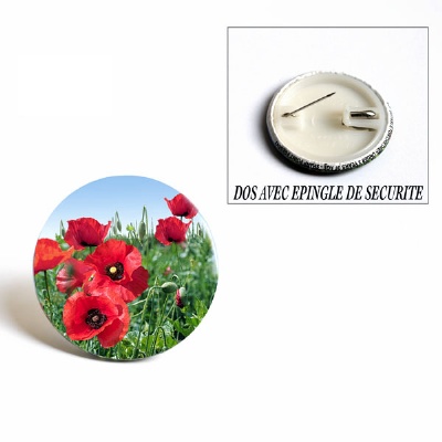 Plus de détails sur LE BADGE ROND (coquelicots)