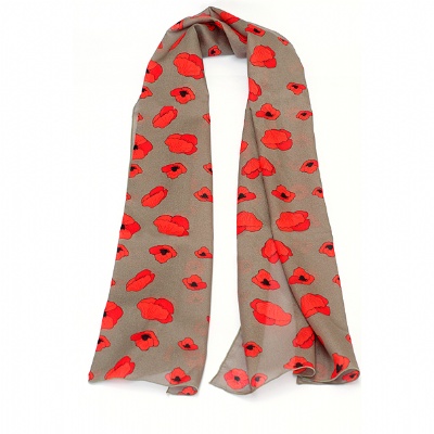 Plus de détails sur FOULARD ECHARPE big poppies taupe