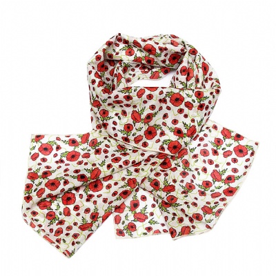 Plus de détails sur FOULARD ECHARPE coquelicot liberty blanc