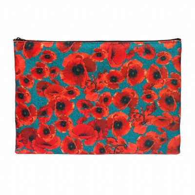 Plus de détails sur POCHETTE ZIP Gd format (vintage poppies bleu)