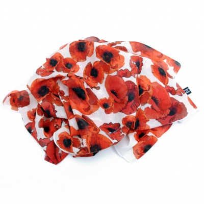 Plus de détails sur FOULARD ECHARPE blanc vintage poppy